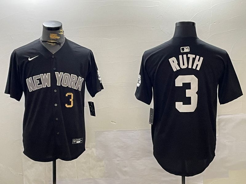 Men New York Yankees 3 Ruth Black Game 2024 Nike MLB Jersey style 12021